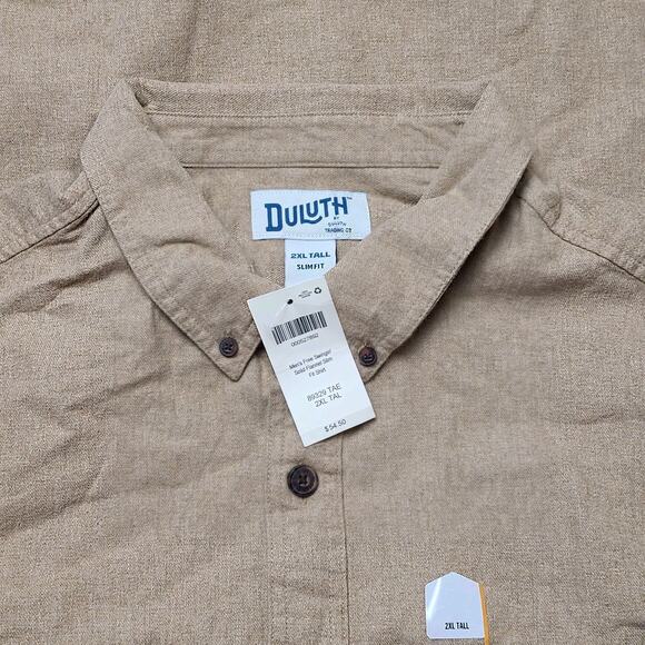 NWT Duluth Trading Co Men's Free Swingin Flannel Slim Fit Shirt Tan Camel 2XLT - Picture 5 of 7